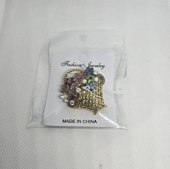 Elegant Gold and Multicolor Brooch - Picture 5 of 5